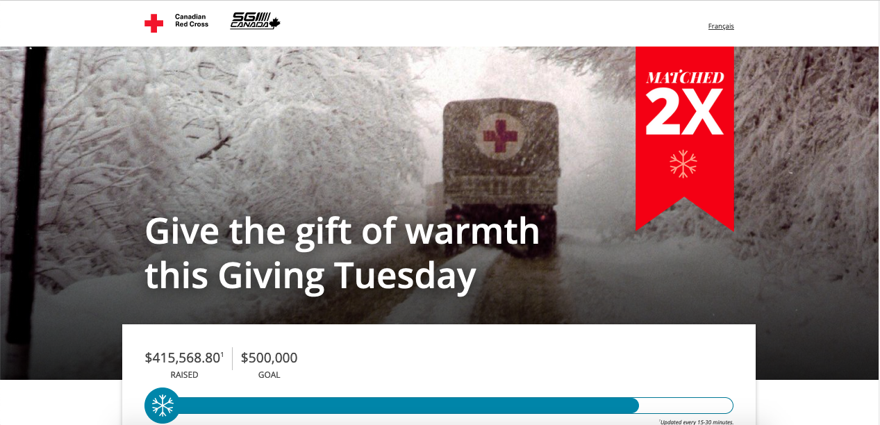 screenshot of the Red Cross Holiday campaign